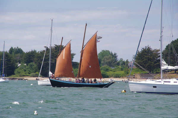 Un vieux grement au mouillage devant l_Ile d_Arz dans le Golfe du Morbihan