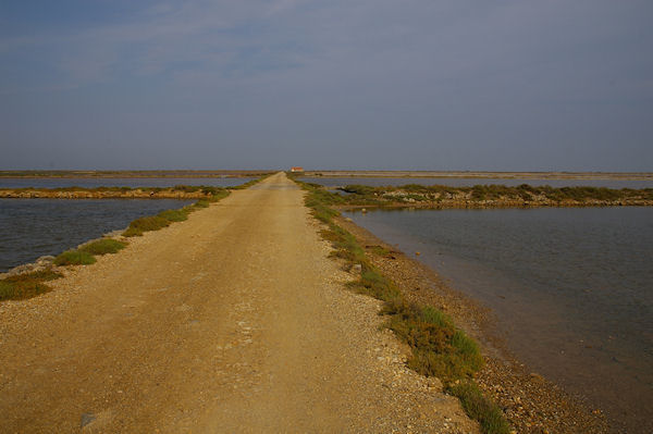 Au fond, la station de pompage des salins de Gruissan