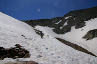 L'acces au col du Riufret a 2978m sous le Pic du Montcalm