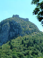 Vue sur le chteau de Montsgur depuis Plancat