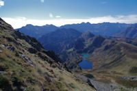 Etang Noir et Etang Bleu depuis le flanc Sud Ouest du Pic de tarbesou