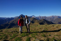 Marie Francoise et Frederic au Pic du Cabaliros, juste a droite le Balaitous