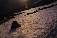 Premier neve au soleil levant