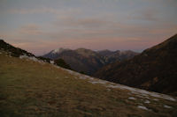 Moulle de la Jaut enneigee et Pic Mondragon depuis le Col d'Ansa