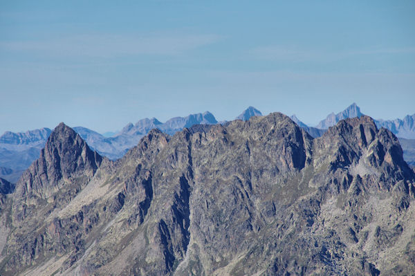 Le Pic de la Lie, le Batboucou, le Courouaou et le Pic Cadier depuis le Grand Barbat