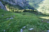 La rude descente du vallon inférieur de l_Arriou de l_Escala vers la route du Col d_Aubisque