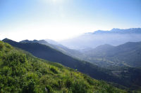 La valle du Bergons, au fond, le Pic du Midi de Bigorre et le Pic de Montaigu