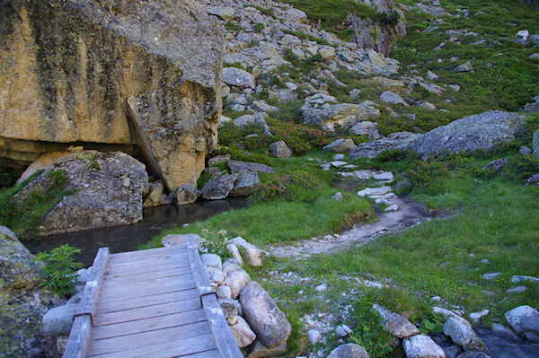 Un petit pont de bois pour passer rive droite du Larribet