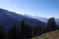 Au dessus de la Foret de Berne, au fond, l'Arbizon et le Pic du Midi de Bigorre