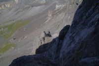 Couloir d'eboulis pour redescendre les murailles du Cirque de Troumouse