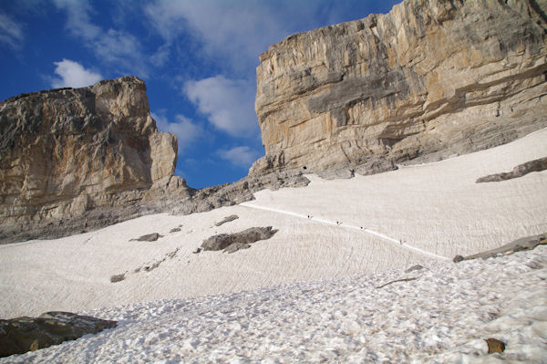 La monte du glacier de la Brche de Roland